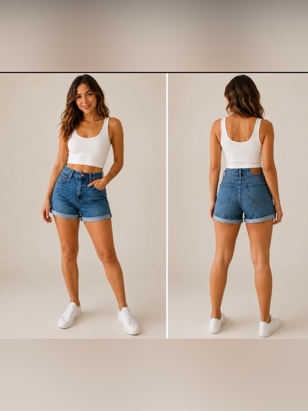 J. Crew High Rise Cuffed Denim Shorts - Blue